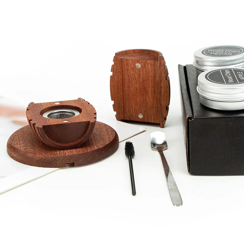 طقم مدخن الكوكتيل مع التفاح الكرز البلوط البقان رقائق الخشب ويسكي خشبية المدخن الخشب هود المدخن لشريط المشروبات أدوات المطبخ #4