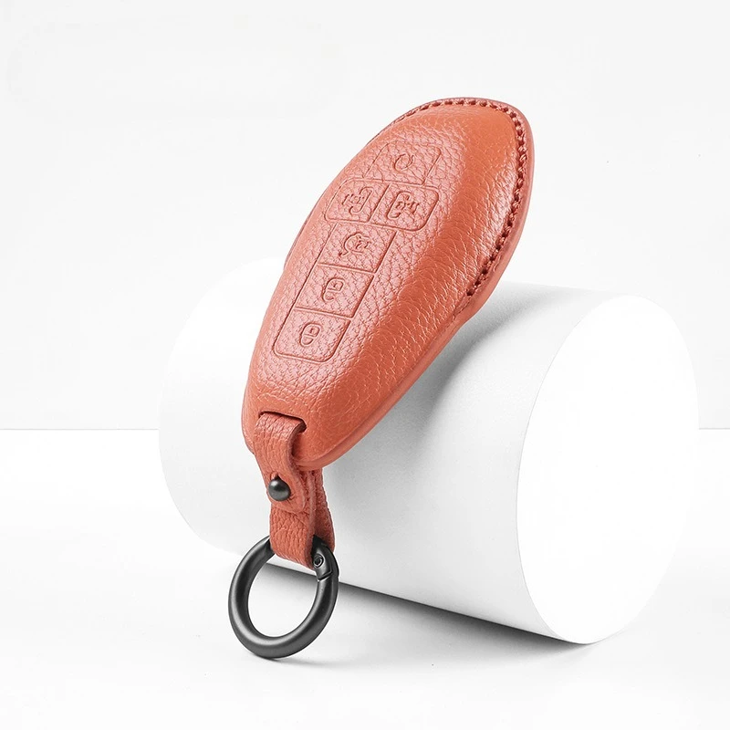 Premium Sheep Leather Key Cover Case for Denza D9 (2025) - Protective Key Fob Shell Keybag Keychain