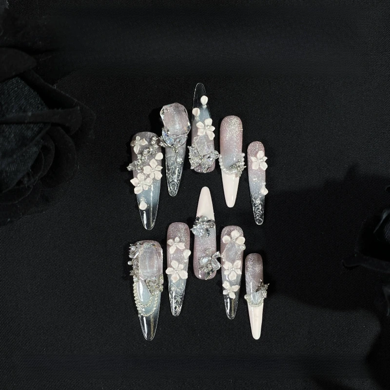 

Handmade wedding armor beauty heavy industry cat eye carving glazed ice naked pink French style