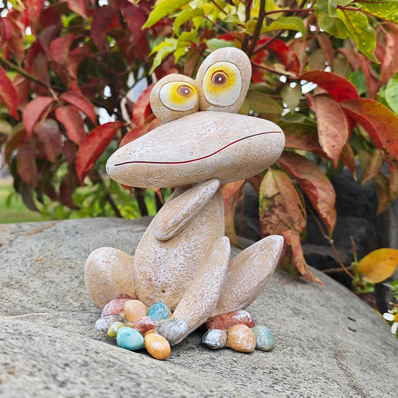 New frog ornament garden piece, creative home courtyard decoration, resin craft for study and bedroom