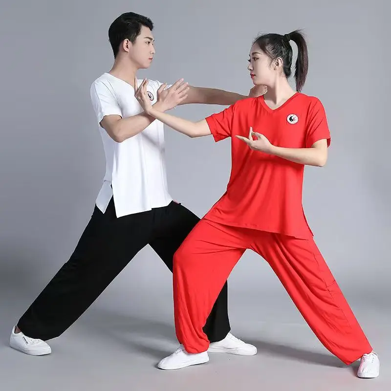 Tai Chi Uniform High Quality Cotton Short Sleeve New Chinese Style Show Kung Fu Clothing Suit for Aldult Men Women Martial Arts