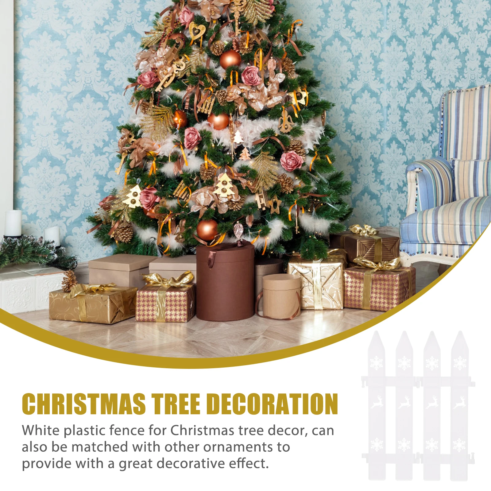 

10Pcs Christmas Tree Fence White Plastic Flexible Mini Garden Border Fence Christmas Decorations Party Supplies