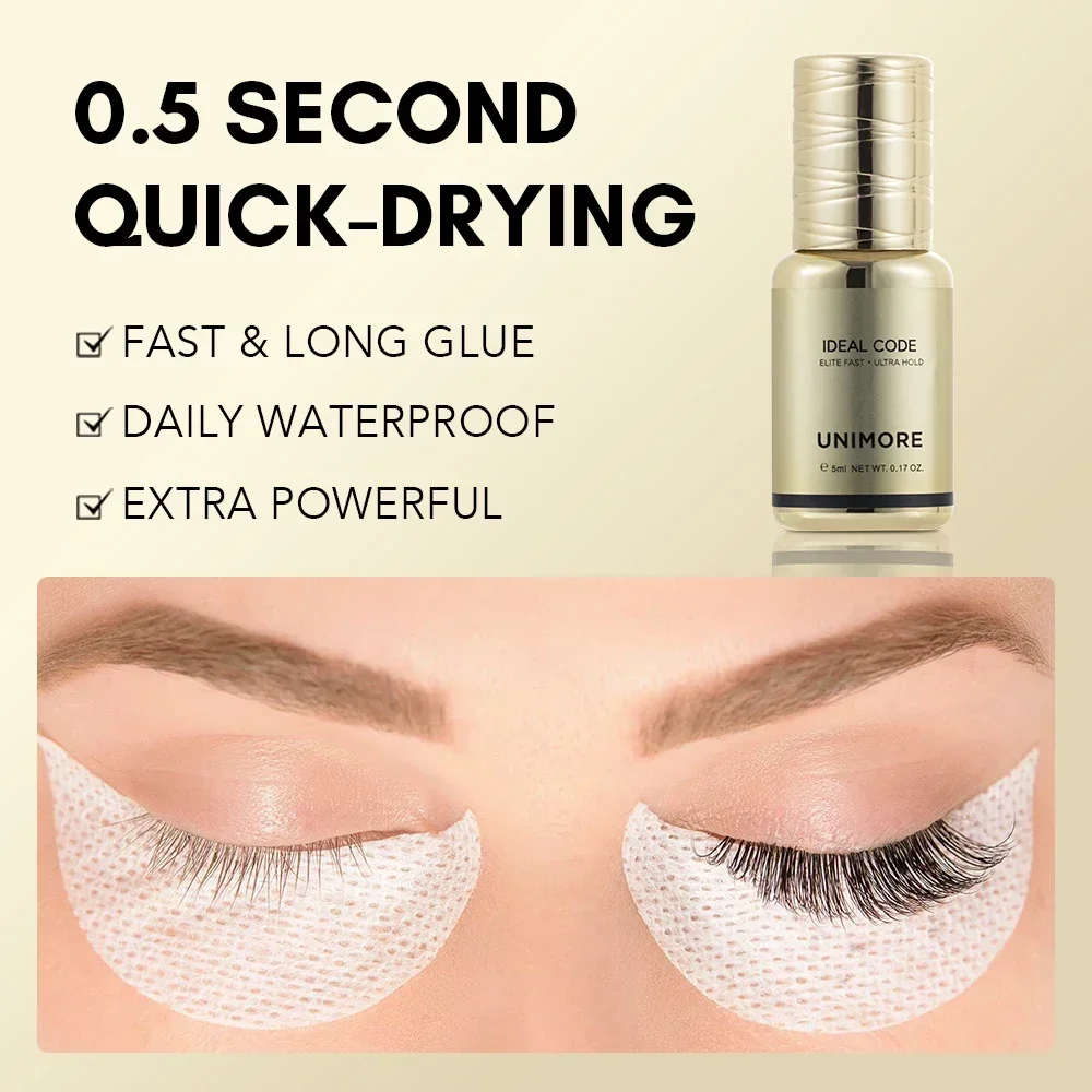 Unimore 0.5s Fast Dry Waterproof Eyelash Extension Glue Hold Eyelash Adhesive Super Booster 6ml Accelerator Quick Dry Supplies