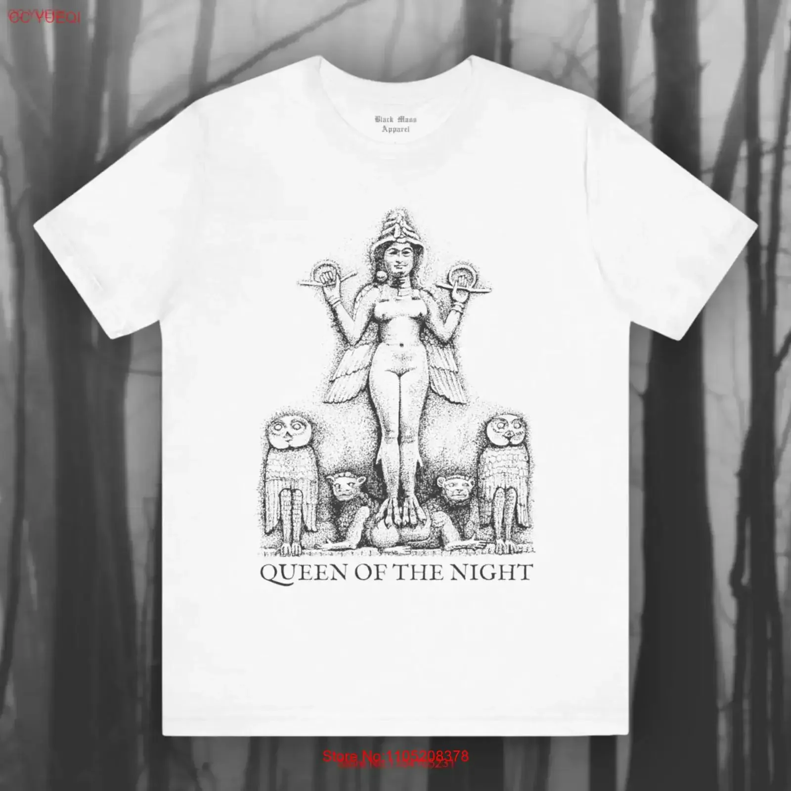 Queen of the Night Inanna T Shirt Ancient Sumerian Goddess Mesopotamian Deity Lilith Jersey vintage Washed