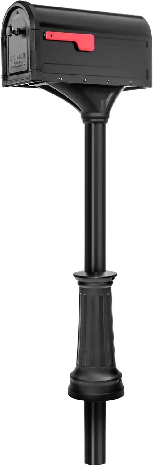 

7980B-10 Roxbury Mount Mailbox and Premium Steel Post Combo, Medium, Black