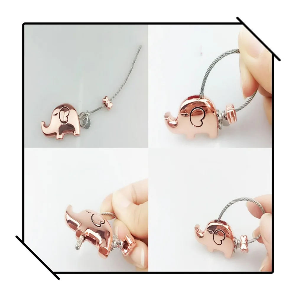 Elephant Keychain Gun Black Kissing Elephants Couples Hanging Decor Perfect Key Bag Purse Charm Gift for Valentine's Day