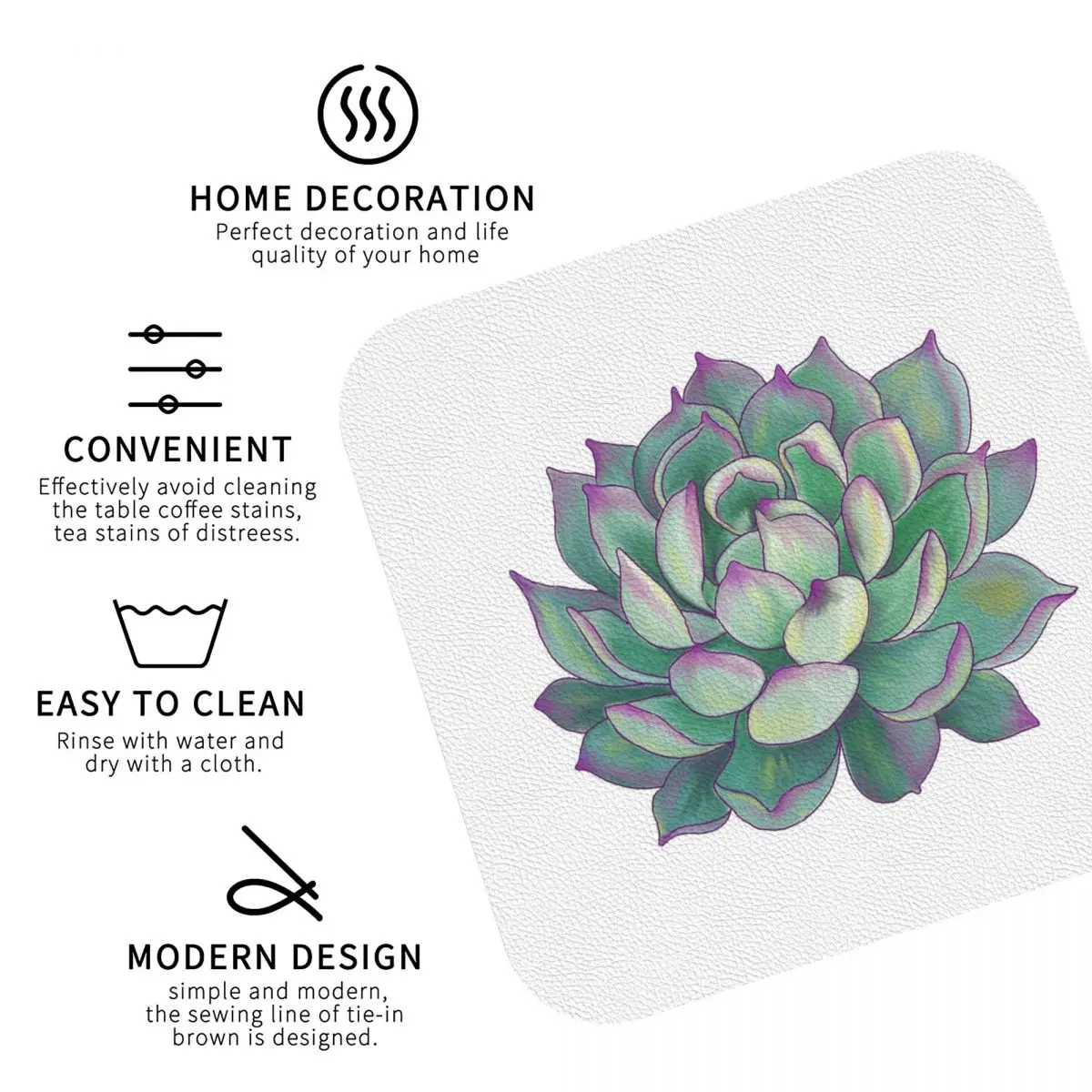 الوقايات النباتية العصارية المفارش الجلدية عدم الانزلاق العزل القهوة الحصير للمنزل المطبخ الطعام منصات مجموعة من 4