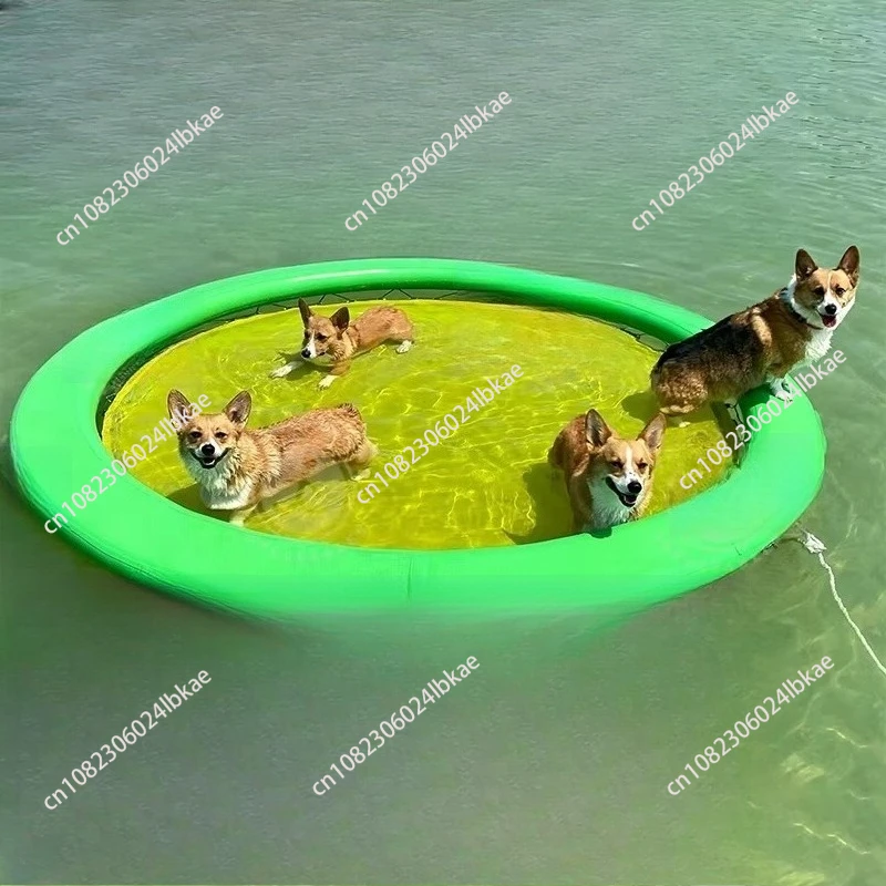 10ft inflatable round water hammock pool with floating mesh bottom