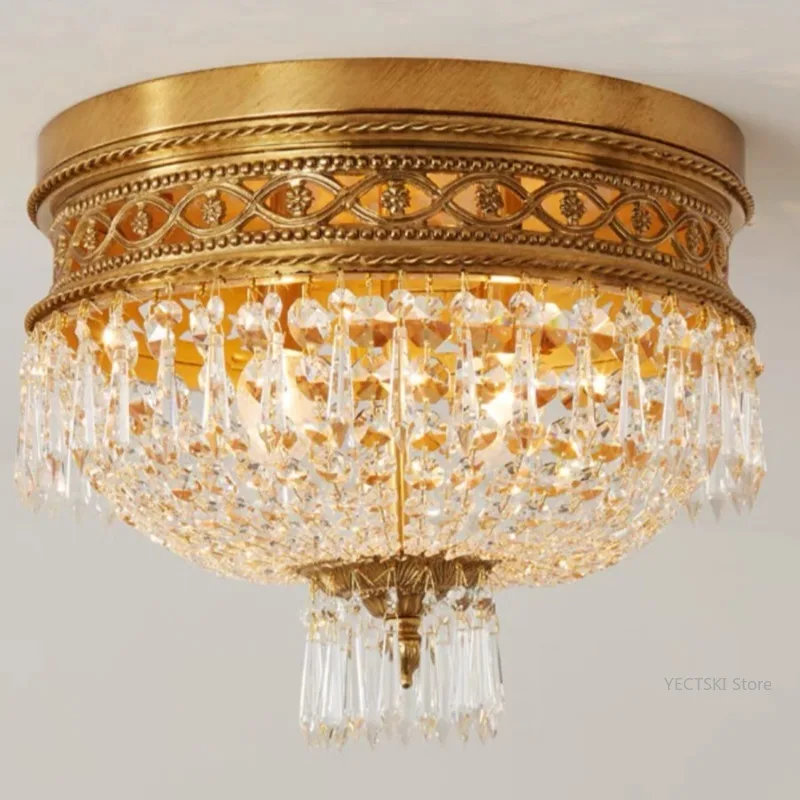 French crystal ceiling light, European style villa, luxurious retro bedroom, hallway lighting, neoclassical lighting fixtures