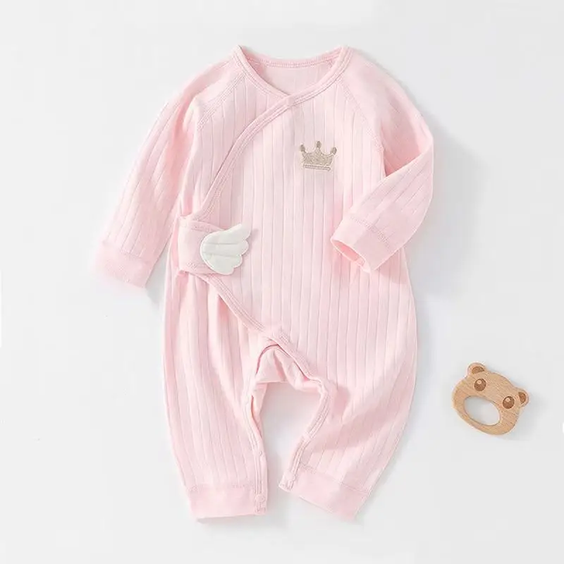 

Комбинезон с завязками спереди, из чистого хлопка, детская пижама, цельный комбинезон с длинными рукавами, в стиле бабочка, подходит для весны и осени.