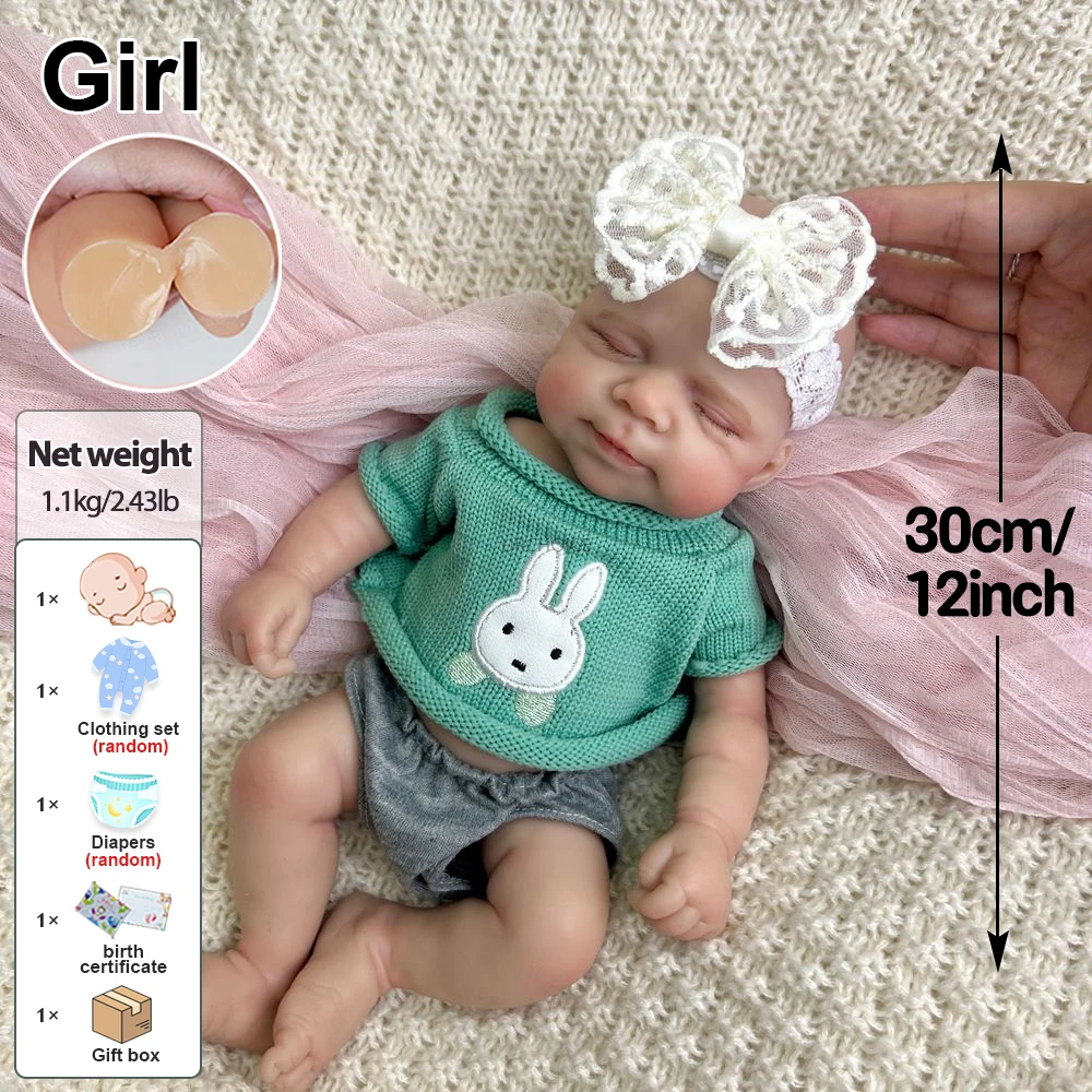 Preemy 12 polegadas todo o corpo flexível de silicone renascido bebê menina Pascale impermeável bonita boneca recém-nascida para colecionador presente de aniversário