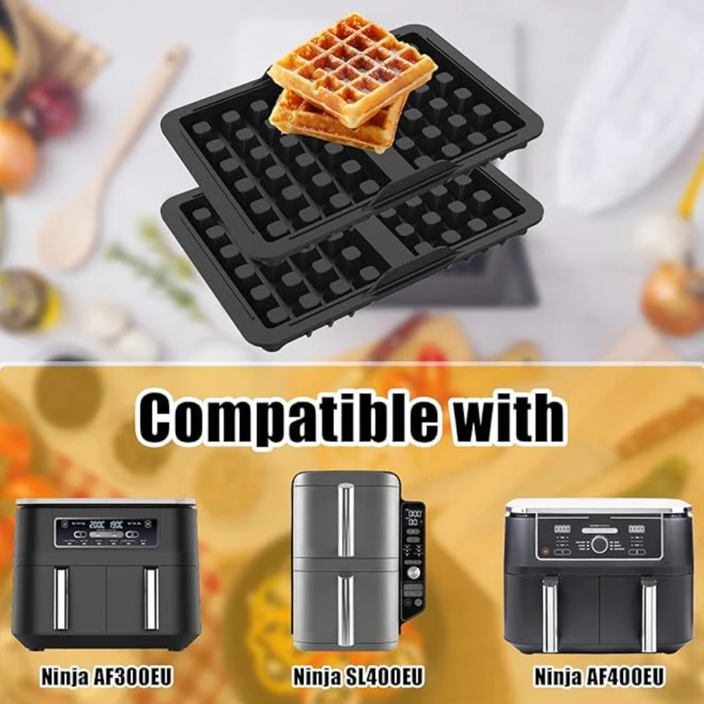 Silicone Waffles Mould Non-Stick Mini Waffle Muffin Cake Pan Air Fryer Accessories Compatible With Ninja AF300EU AF400EU AF451EU