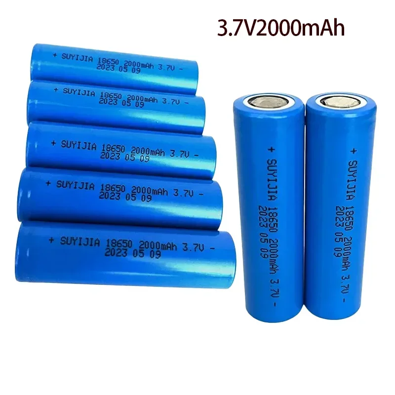 18650 Power Battery 3.7V2000mAh Rechargeable Lithium Battery Suitable for Bright Flashlight Camera Power Tool Backup Battery