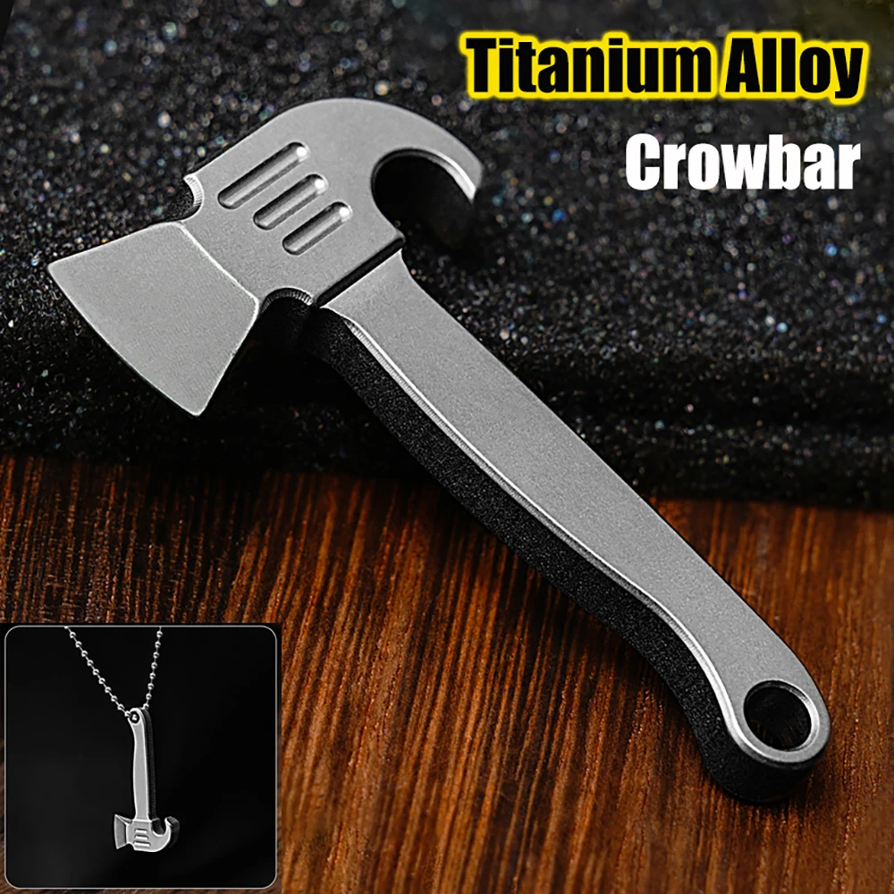 Mini Titanium Alloy Crowbar Creative Necklace Pendant Keychain Pendant Accessory EDC Multi-function Delivery Tool Bottle Opener