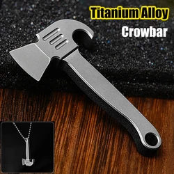 Mini Titanium Alloy Creative Crowbar Necklace Pendant Keychain Pendant Accessory EDC Multi-function Delivery Tool Bottle Opener