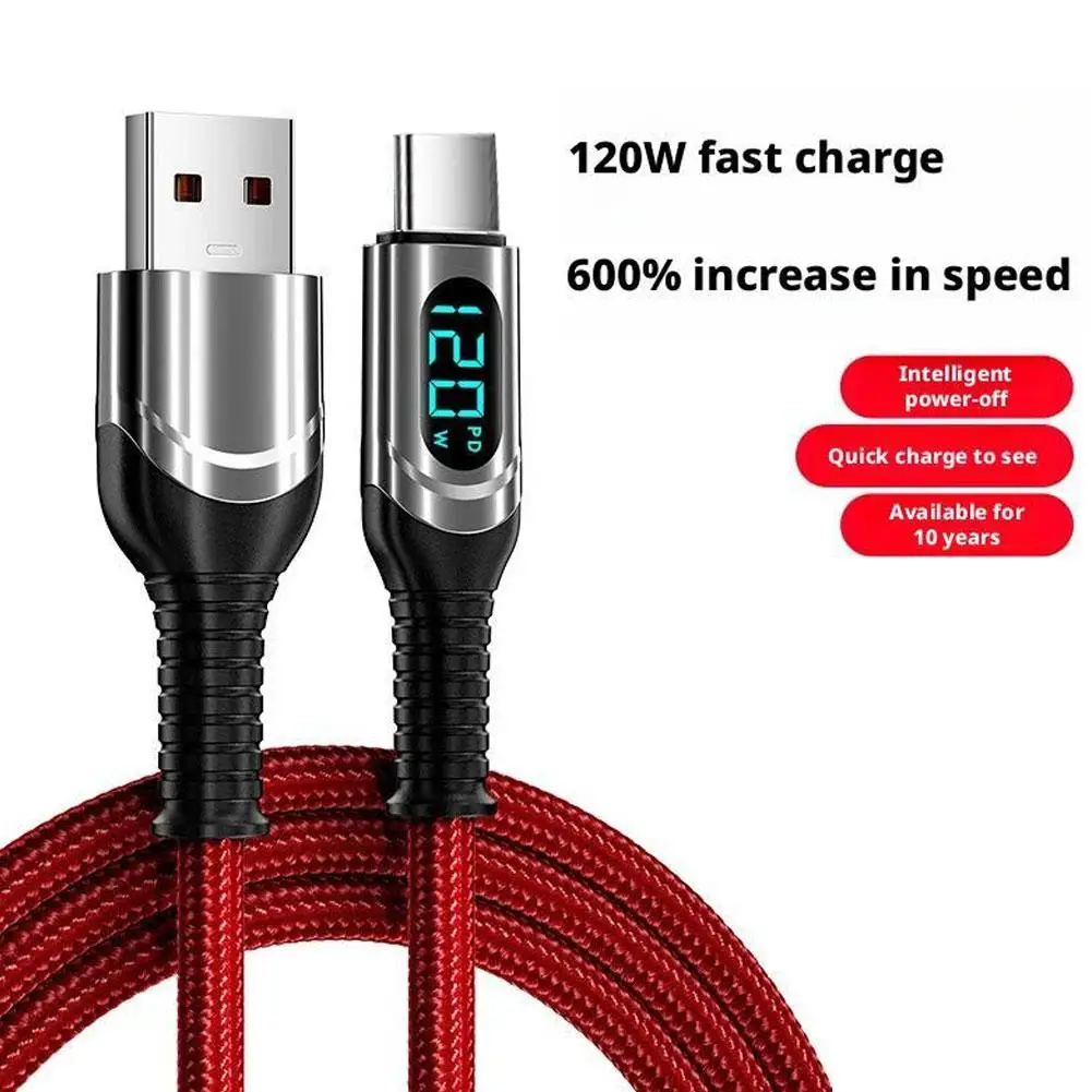 PD120W 6A Кабель для передачи данных в оплетке Кабель для быстрой зарядки данных USB-кабель типа C с цифровым дисплеем для Xiaomi для Samsung