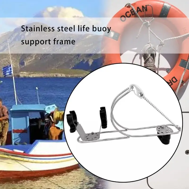 340F Marine Stainless Steel Life Buoy Bracket Life Buoy Holder Buoy Bracket Rings Rope Bracket Steel Life Buoy Rack