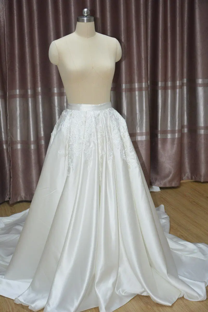 Jupe Longue en Satin avec Appliques pour Robe de Mariée, 200cm, avec Poignées Amovibles, Accessoires de Mariage, Taille Personnalisée