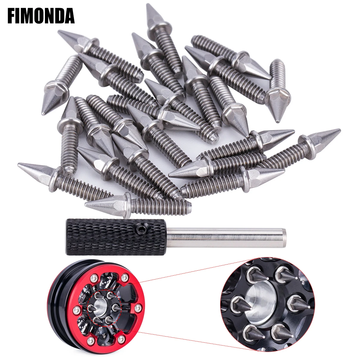 24pcs Hex Socket Screws for 1/10 1/8 Scale RC Crawler - Spiked Hexagon Bolts with Screwdriver (Fit SCX10, D90, TRX4)