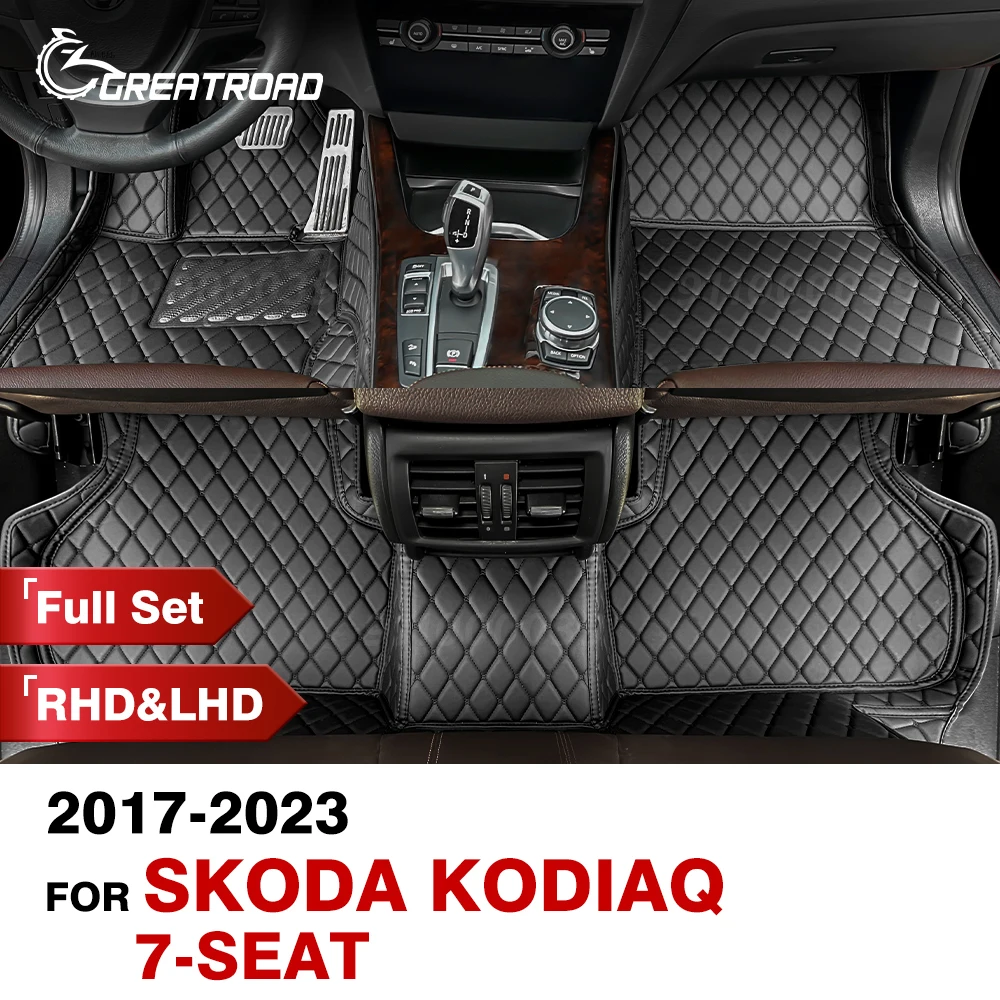 

Car Floor Mats For Skoda Kodiaq 7 Seats 2017-2023 Custom Auto Foot Pads Automobile Carpet Cover Interio