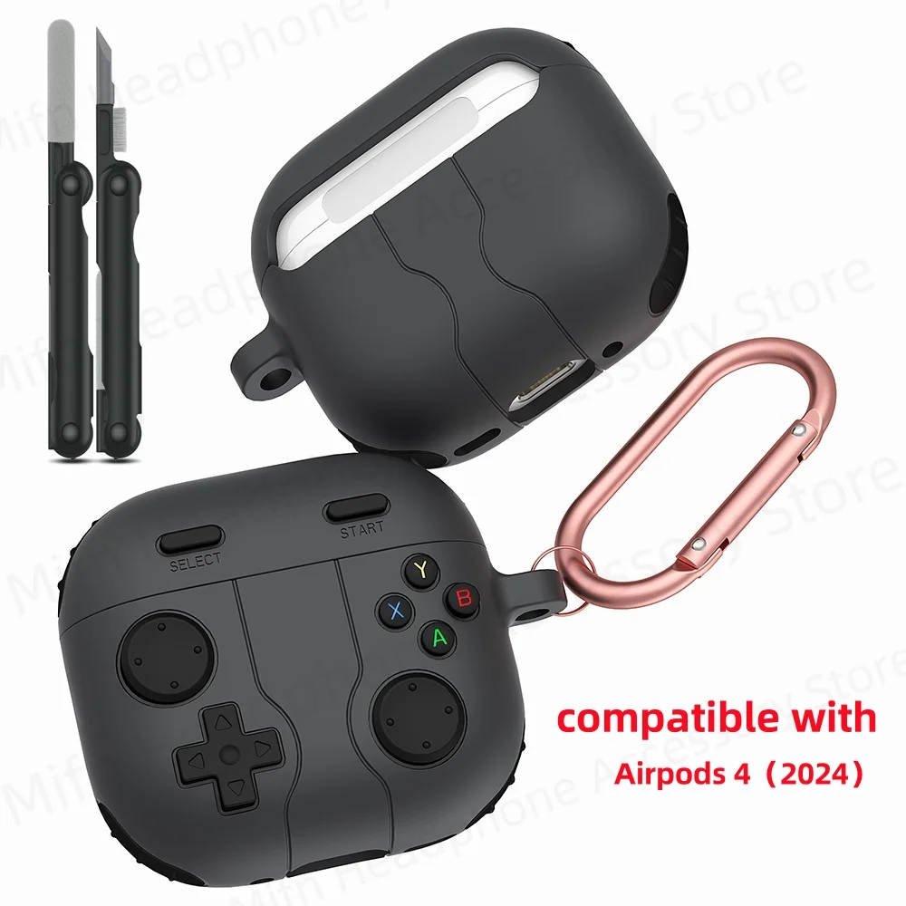 3D Games Console Protector For 2024 New Apple AirPods 4th Gen Case with cleaning kit For Airpods 4 Silicone Soft Earbuds Cases