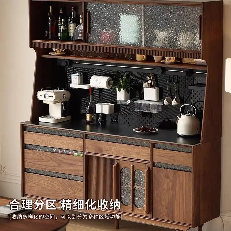 Solid wood Nordic side storage cabinet, sintered stone integrated living room, wall-mounted kitchen, household wine cabinet
