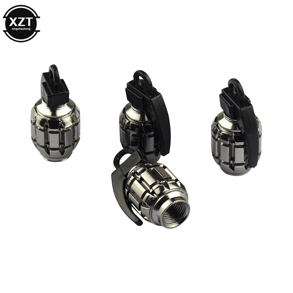 4pcs Aluminum Car Tire Valve Cap Grenade Alloy Tyre Valve Stem Cover Air Dust Cap Tire Valve Truck Bike Wheel Rim Valve Stem Cap