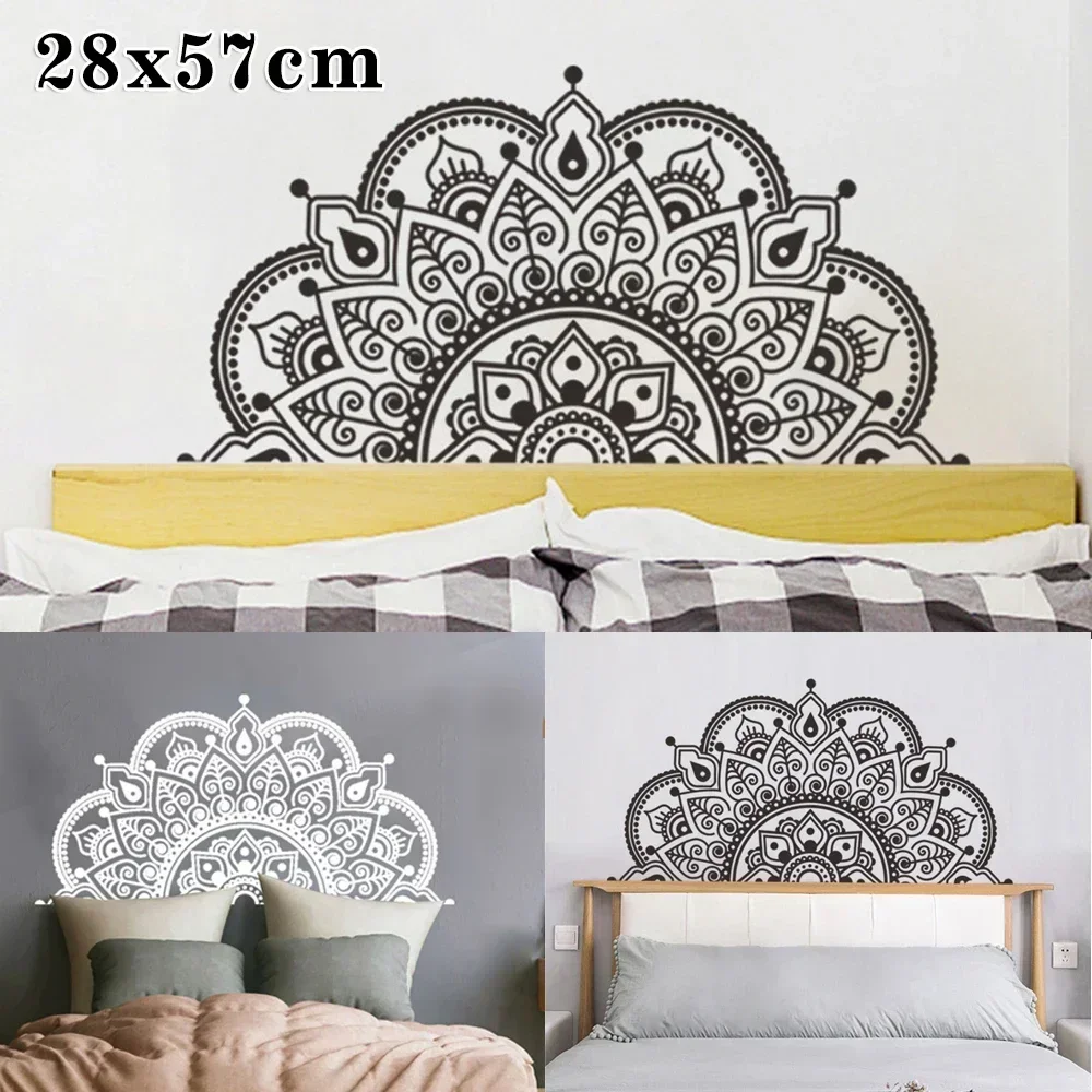 28*57cm naklejka ścienna sztuka czarny/biały DIY naklejka dekoracyjna zagłówek strona główna Mandala wymienny pokój winyl praktyczny