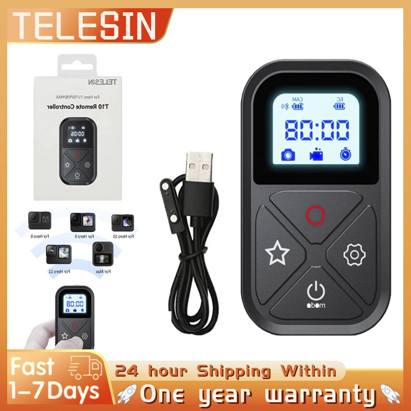 TELESIN T10 Bluetooth Remote Control For GoPro Hero 12 11 10 9 8Max Smart Device Wireless Smart Remote For GoPro 80M Accessories