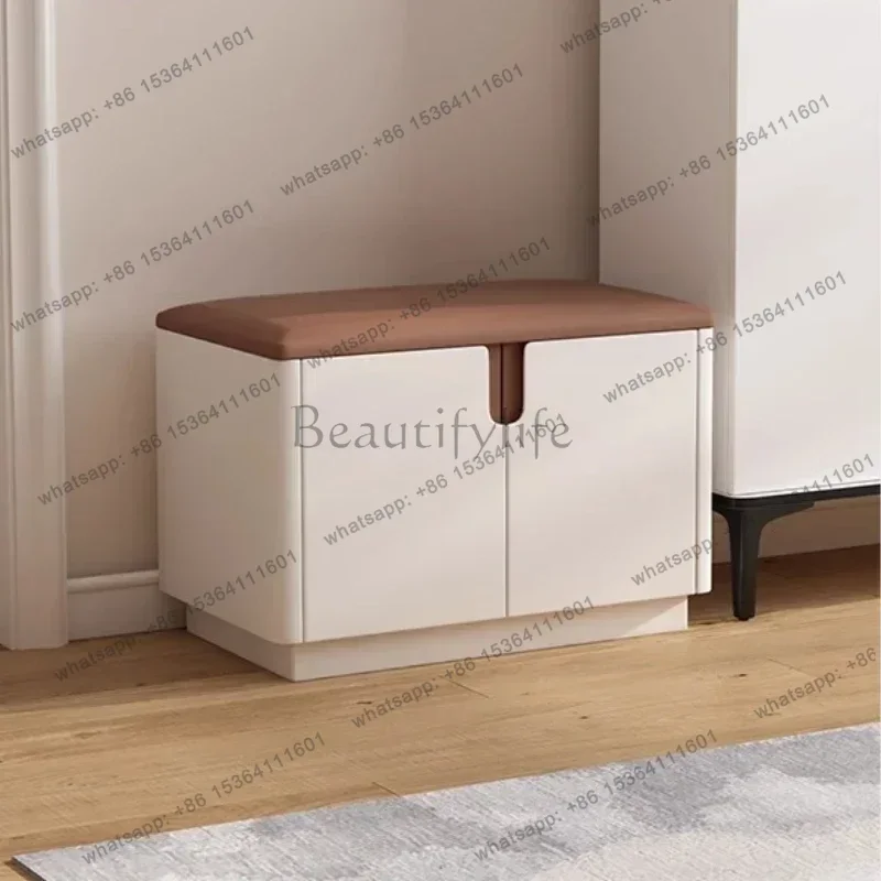 Shoe Rack Shoes Organizer Rack Modern Furniture Light Luxury Solid Wood Door Can Sit Shoe Changing Stool