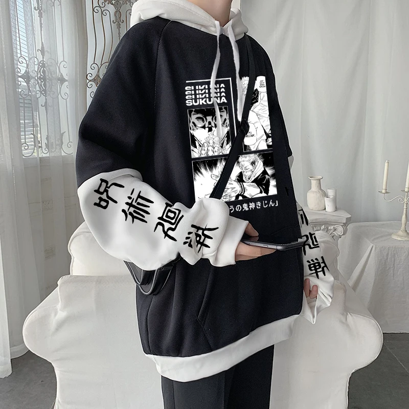 Anime Jujutsu Kaisen Hoodies Gothic Cool Sukuna Ryoumen Manga Harajuku Men Plus Size Autumn Winter Long Sleeve Sweatshirts