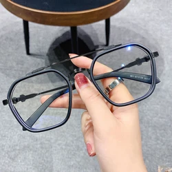 Fashion Luxury Myopia Glasses Double Bridge Metal Frame Nearsighted Eyeglasses Women Men Diopter 0 -0.5 -1.0 -1.5 -2.0 To -6.0