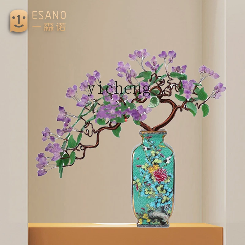 

ZK natural amethyst fortune tree ornament desktop living room porch TV cabinet light luxury decoration home decor