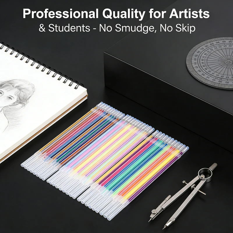 12-100 Color 1.0mm Glitter Pen Refills Set Flash Multicolor Gel Pen Refill Core DIY Art  Painting Graffiti Pen Refills Supplies image 6