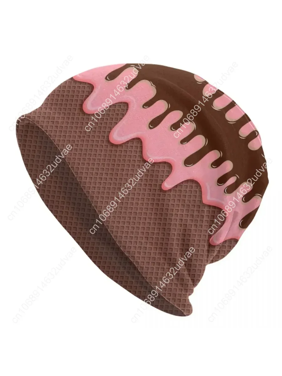 

Nutty Chocolate Ice Cream Waffle Knitted Hat For Men And Women, Gift Unisex winter Warm Brimless printing Urinal Hat