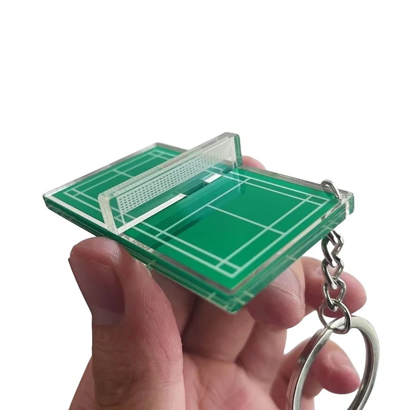 Badminton Keychain Souvenir Mini Tennis Pendant Table Tennis Table Three-dimensional Acrylic Keychain