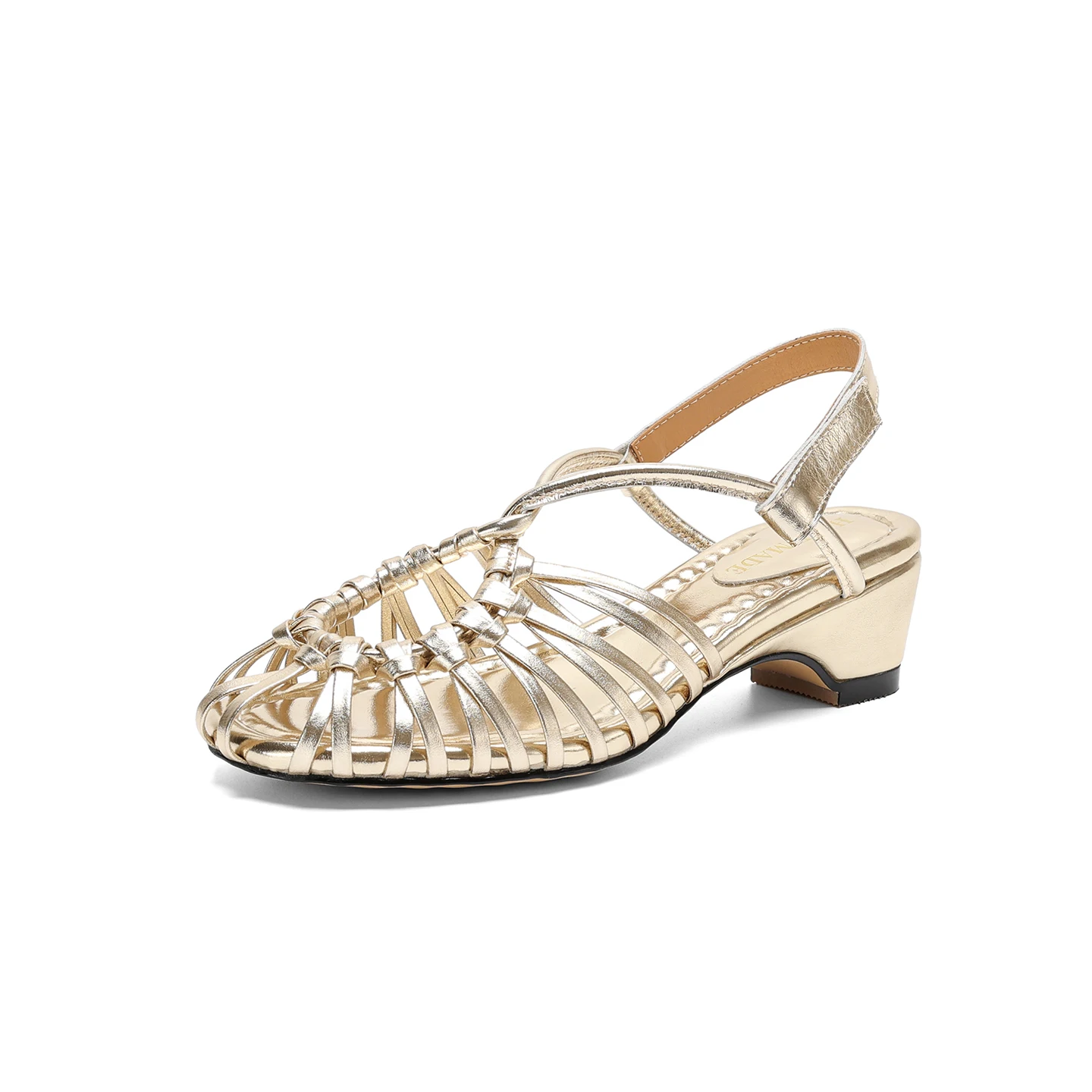 Handmade Genuine Leather Cowhide Gladiator Women's Shoes,Weave Hollow Out Heels Women Sandals view 4