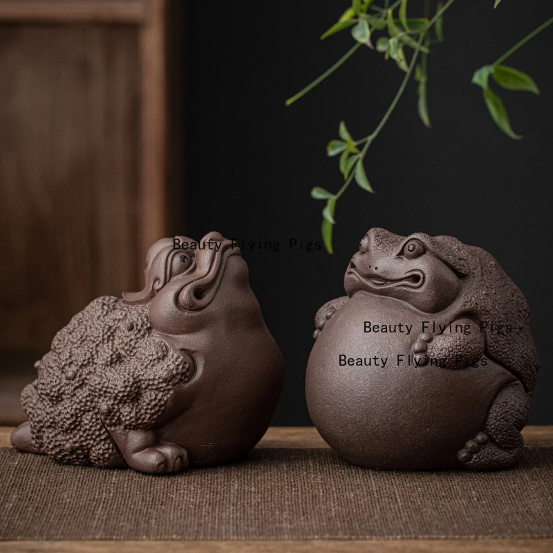 

Фиолетовая глина Lucky Golden Toad, питательный чай ручной работы, креативная офисная мебель для дома