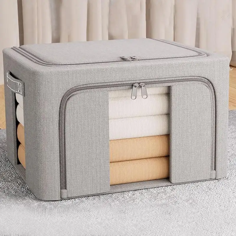

Clothes Storage Bag Stackable Zippered Organizer For Blanket Comforters Bed Sheets Pillows Toy Large Capacity 24L