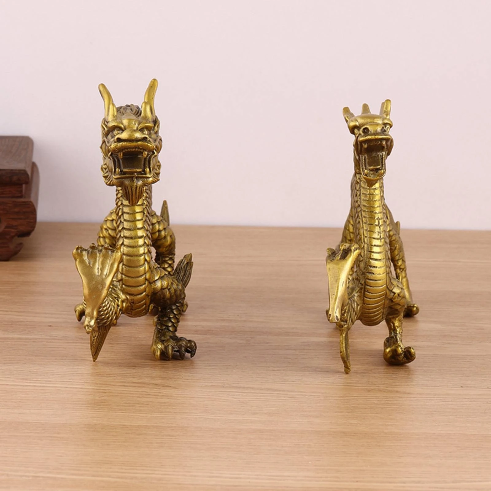 Sculpted Dragon Display Piece Ornate Chinese-Style Brass Dragon Figurine Brass Animal Figurine Vivid for Asian Art Collectors