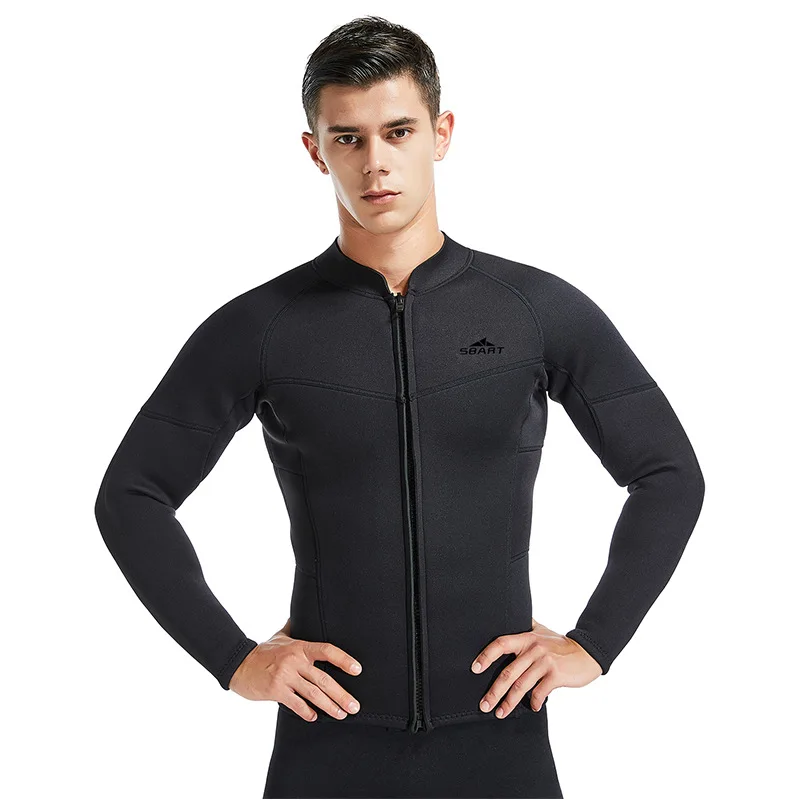 SBART 3MM Wetsuit Jacket Men Long Sleeve Neoprene Front Zipper Surf Winter Swim Warm Surf Upstream Size XXXL