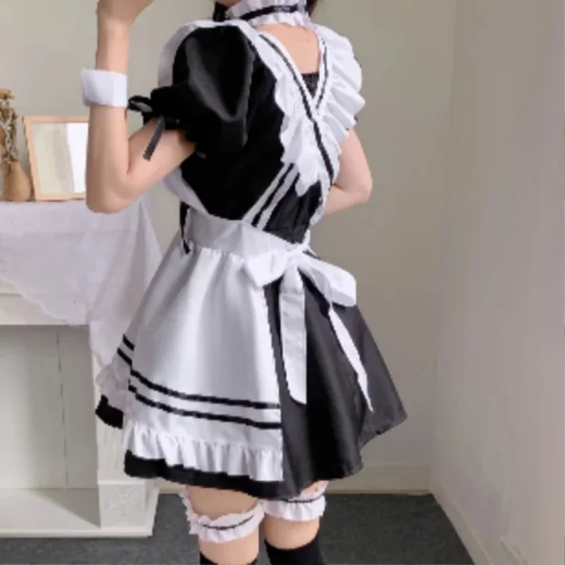 S-5XL Black Cute Maid Costumes Girls Women Lovely Maid Outfit Cosplay Costume Japanese Animation Show Lolita Dress Clothes