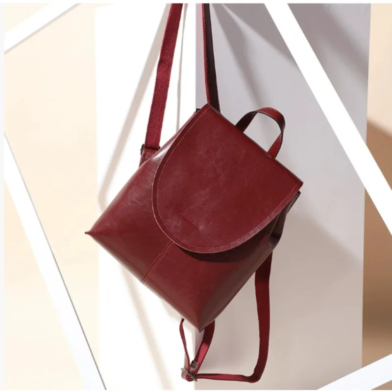 

Women Rucksack Knapsack Shoulder Cross Body Bags Female Fashion Lady Oil Wax Cowhide Daypack Backpack