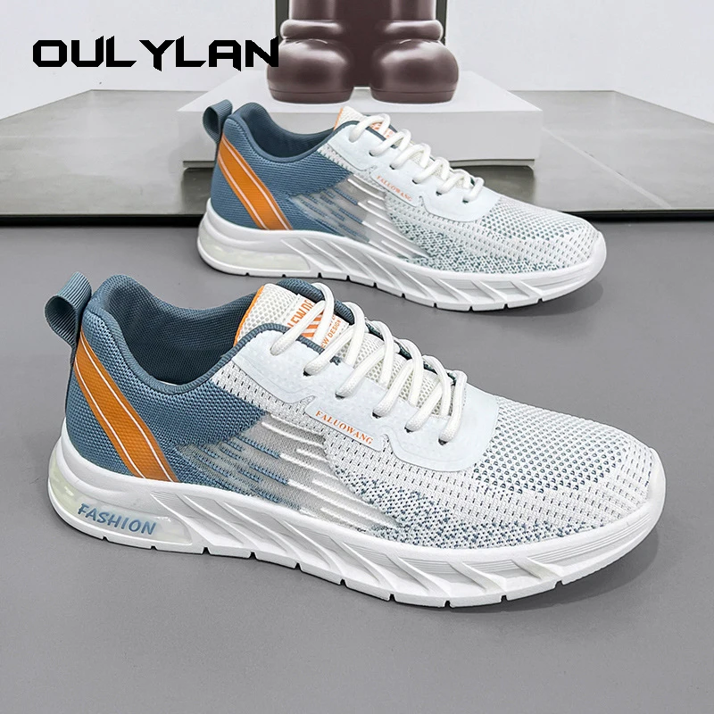 Oulylan Men's Shoes Wear-Resistant Mesh Sneakers Trendy Sports Casual Breathable Spring Fashionable Outdoor Running Shoes