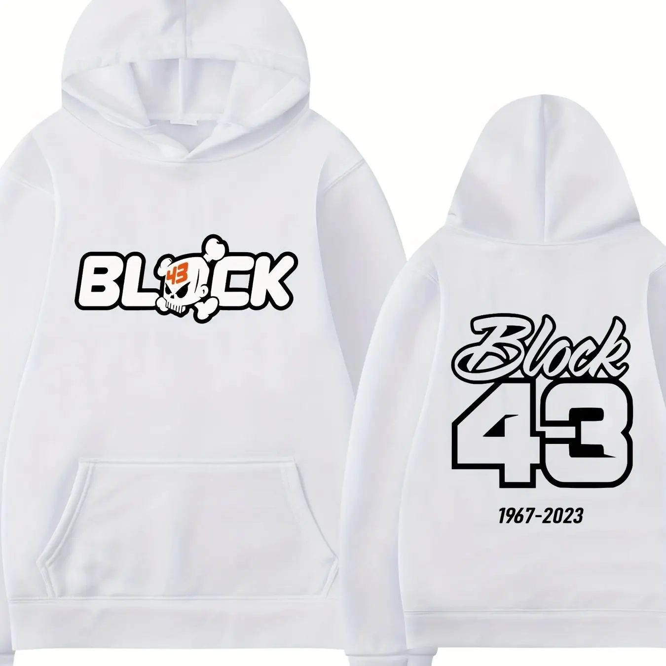 2026 Skull Number Letter Graphic Double Sided Print Hoodie Unisex Racing Streetwear Long Sleeve Casual Hip Hop Hooded Sweatshirt