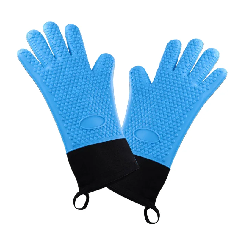 1Pc Double Layer BBQ Oven Gloves Silicone for Cooking Grilling Waterproof Mitts  kitchen utensils oven mitts