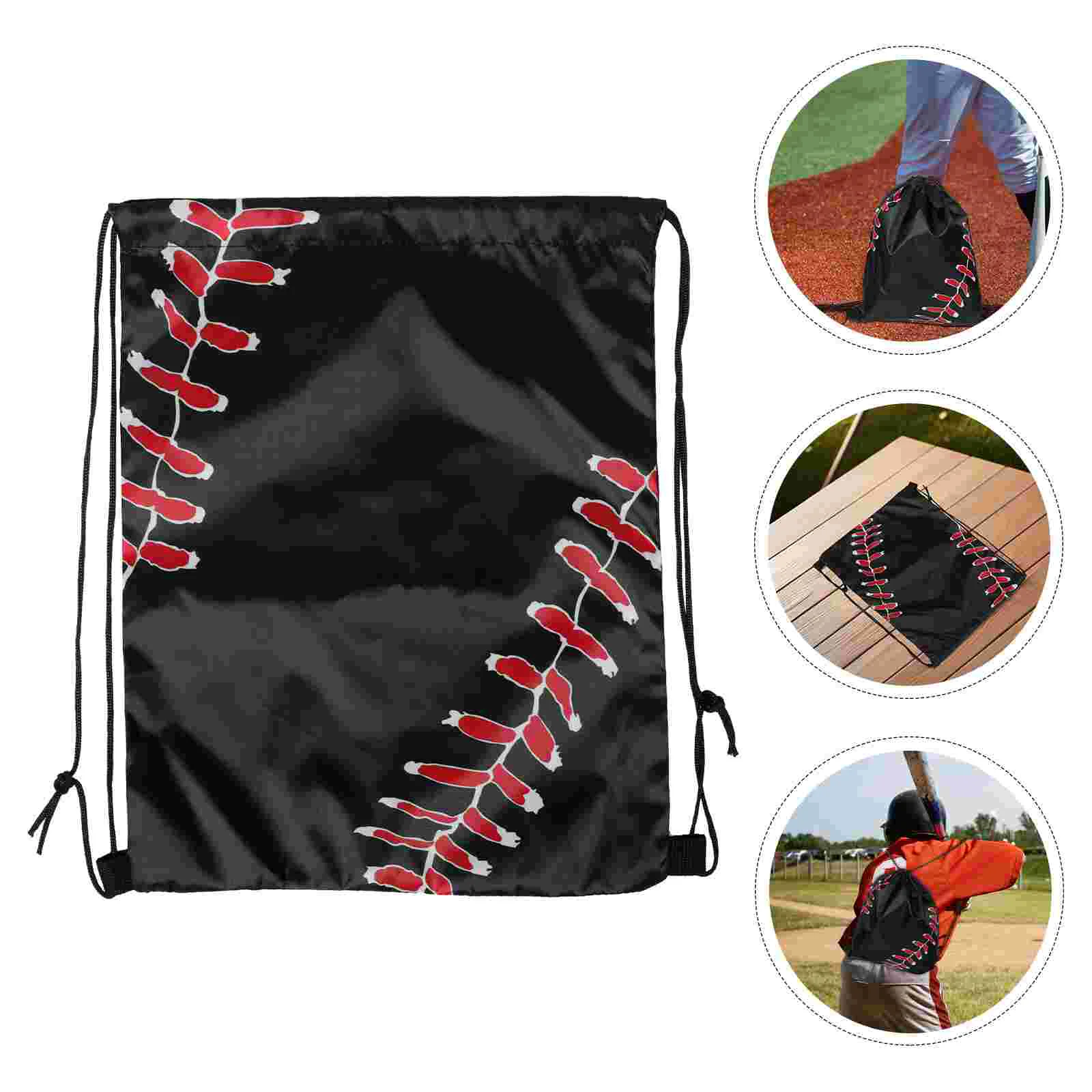 5 uds mochila de béisbol bolsa baloncesto temático murciélago viaje cordón estampado poliéster ropa cesto guante