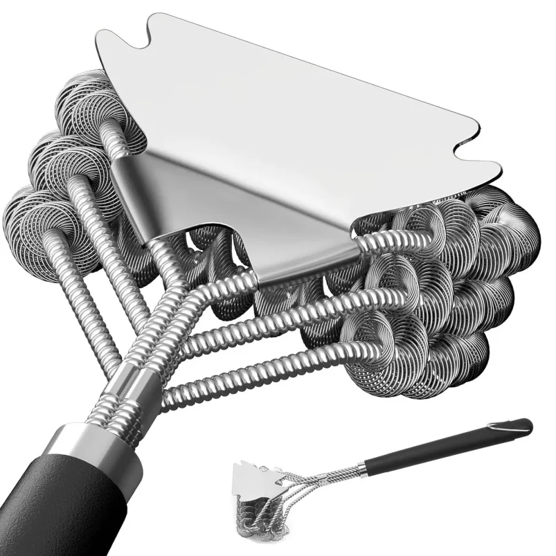 BBQ Grill Accessories Tools Stainless Steel Grill Rescue Brush Bristle Free for Outdoor Grill Cleaning Brush