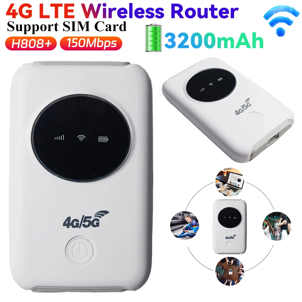 4G LTE USB WiFi Modem Wireless Router Unlocked 4G WiFi Micro SIM Card Slot Built in 3200mAh 150Mbps Portable Mobile WiFi Router