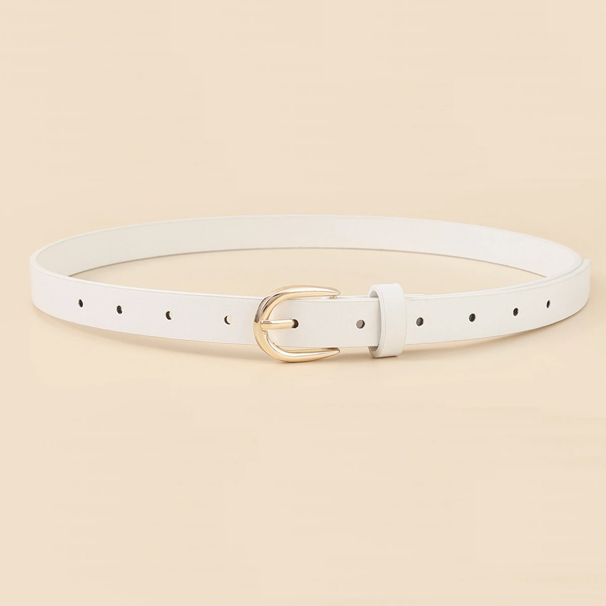 4pcs Women Skinny PU Leather Belt Thin Waist Belt with Metal Buckle for Pants Jeans Dresses